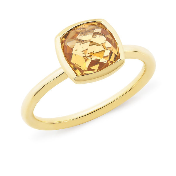 Citrine Bezel Set Dress Ring in 9ct Yellow Gold