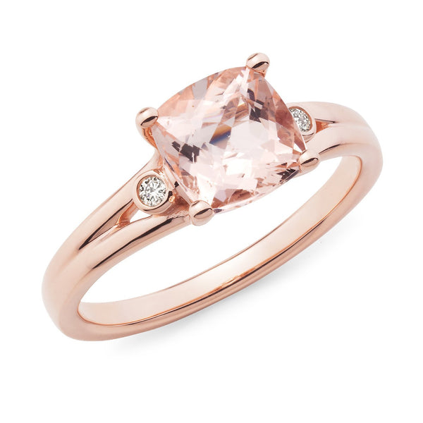 Morganite & Diamond Claw Set Dress Ring in 9ct Rose Gold