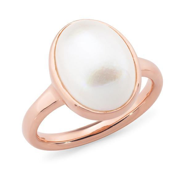 Mabe Pearl Bezel Set Dress Ring in 9ct Rose Gold