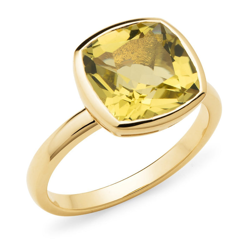 Lemon Quartz Bezel Set Dress Ring in 9ct Yellow Gold