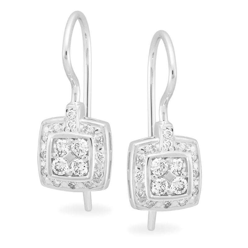 Bead Set Diamond Earrings in 9ct White Gold