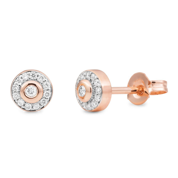 Diamond Bezel/Bead Set Diamond Earrings in 9ct Rose Gold