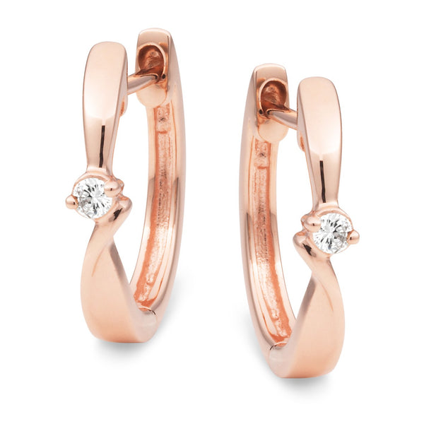 Diamond Claw Set Huggie Earrings in 9ct Rose Gold