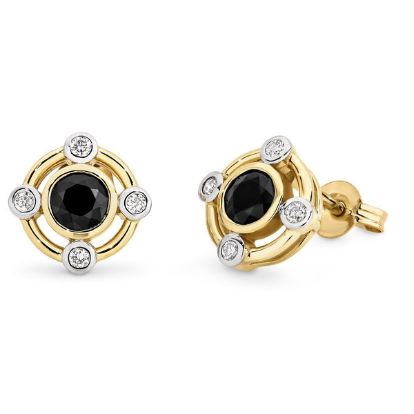 Sapphire & Diamond Claw Set Stud Earrings in 9ct Yellow Gold