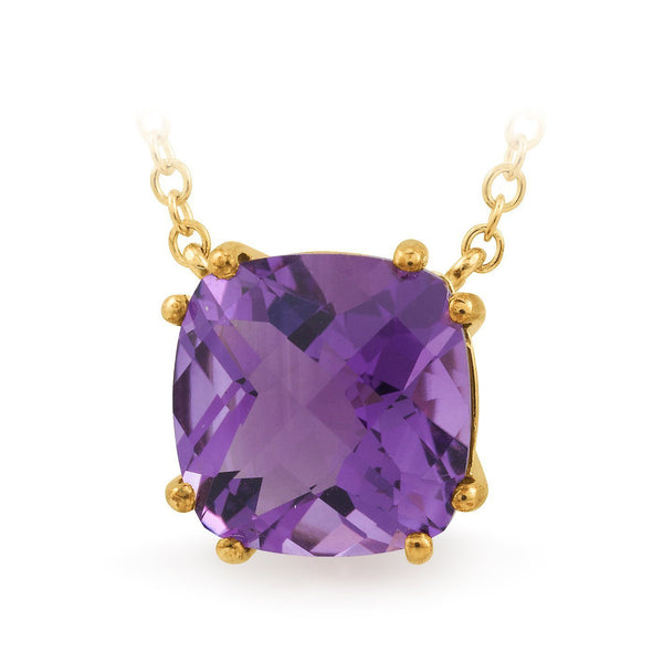Amethyst Claw Set Pendant in 9ct Yellow Gold